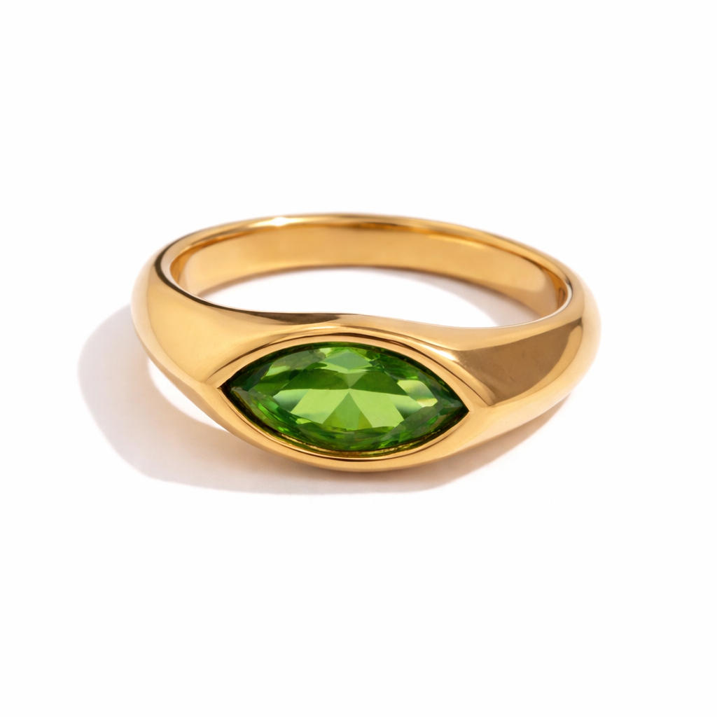 Marquise 18k gold signet ring