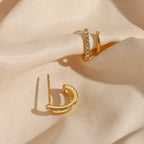 Midnight Spark Huggie Crystal Earrings