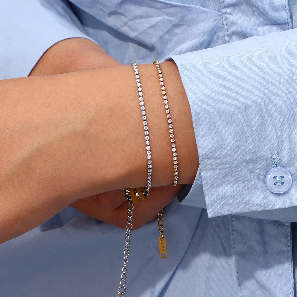 Crystal Tennis Bracelet Necklace Set