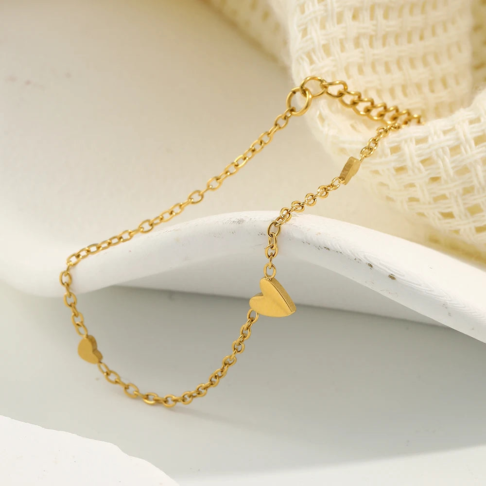 Gold Heart Charm Bracelet