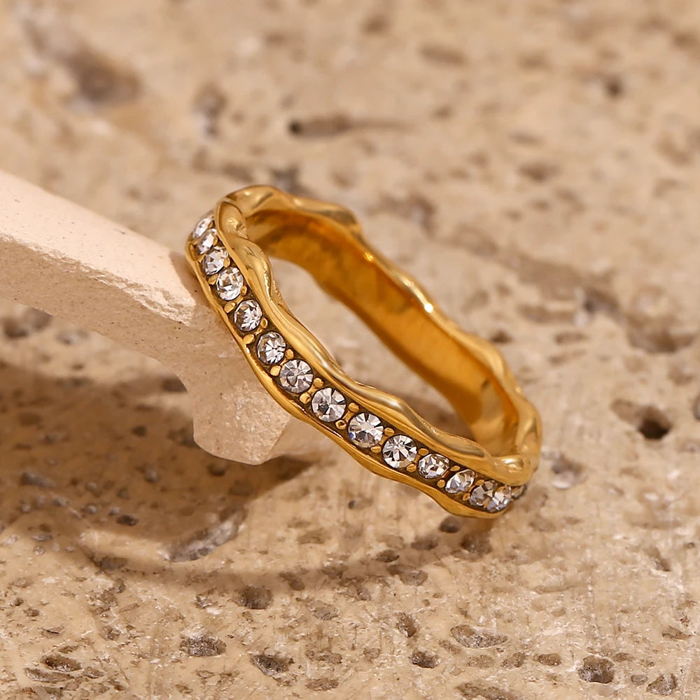 Stardust Golden Wave Ring