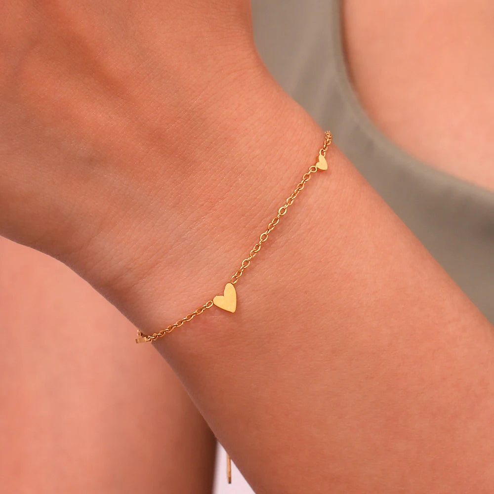 Gold Heart Charm Bracelet