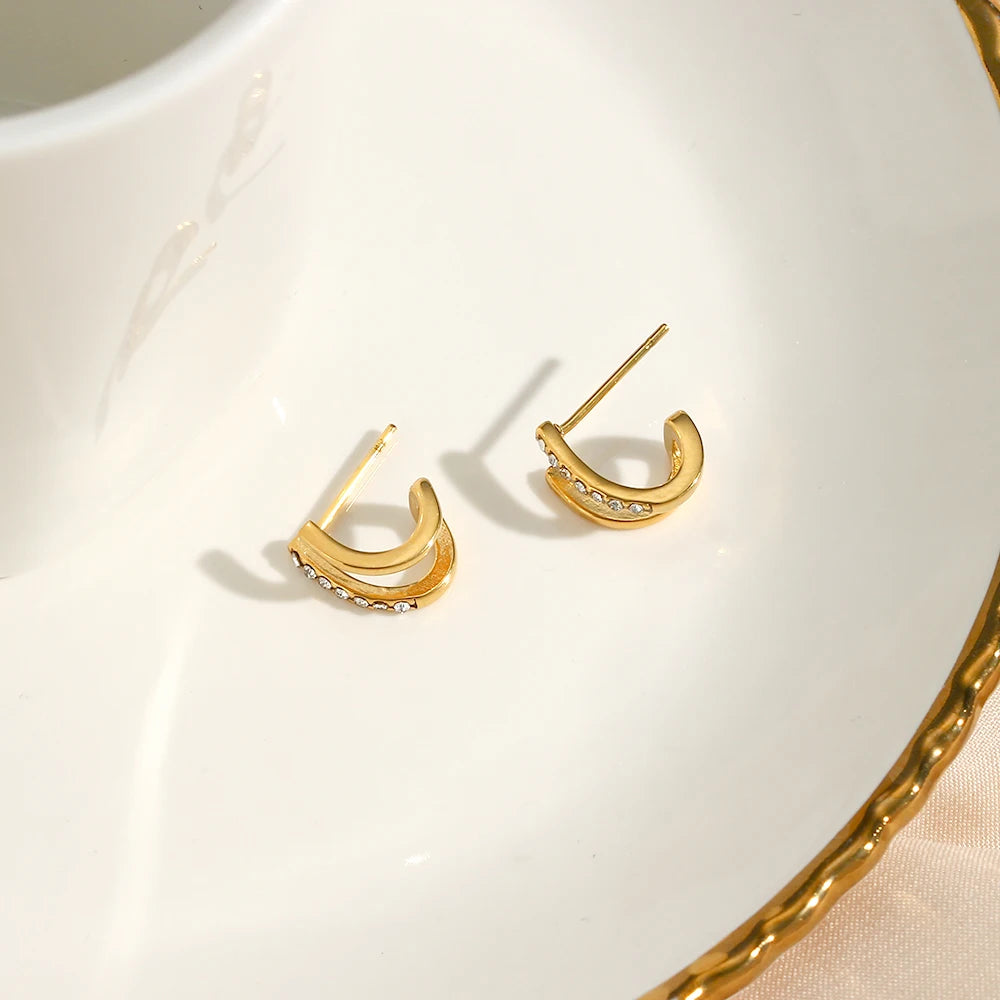 Midnight Spark Huggie Crystal Earrings