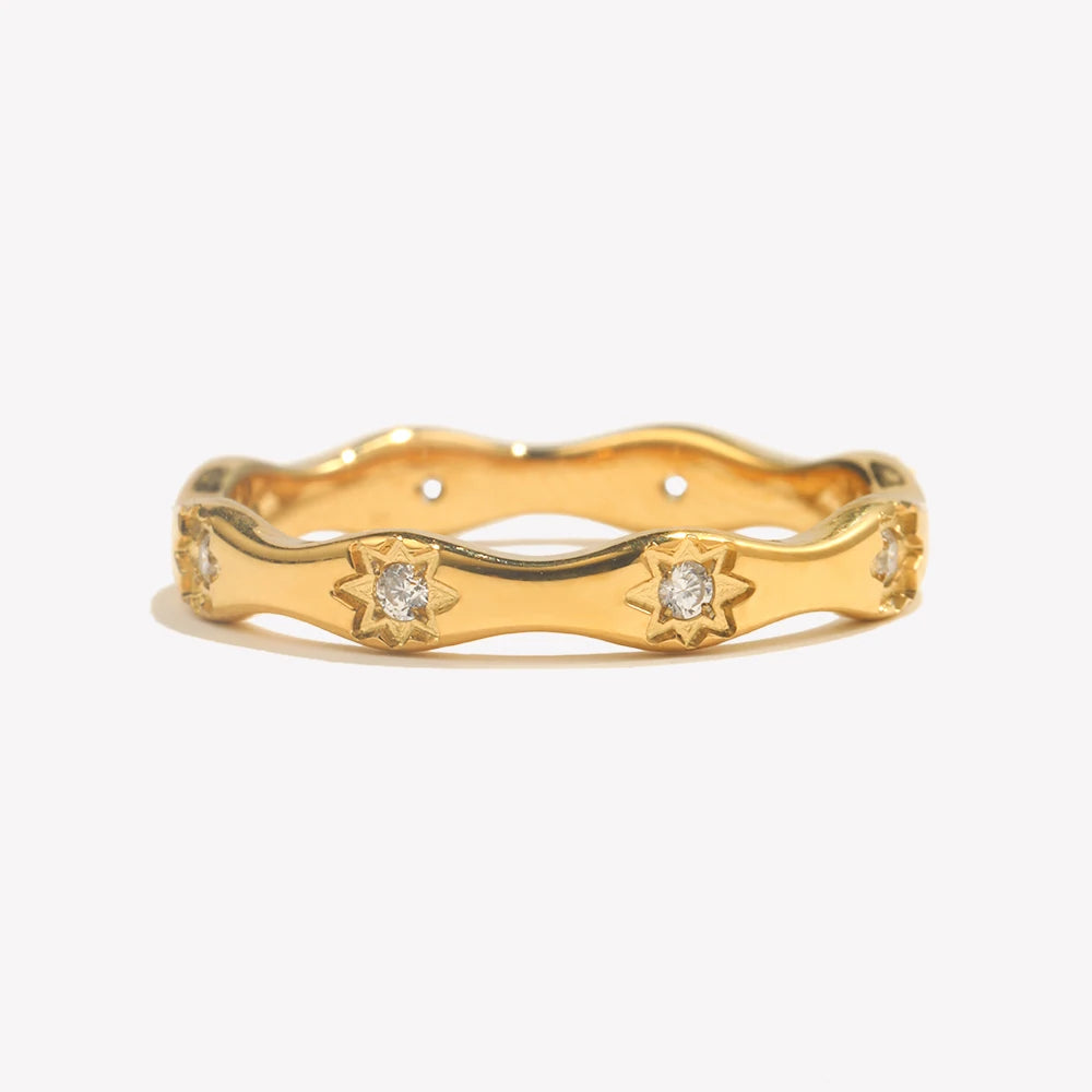Stardust Golden Wave Ring