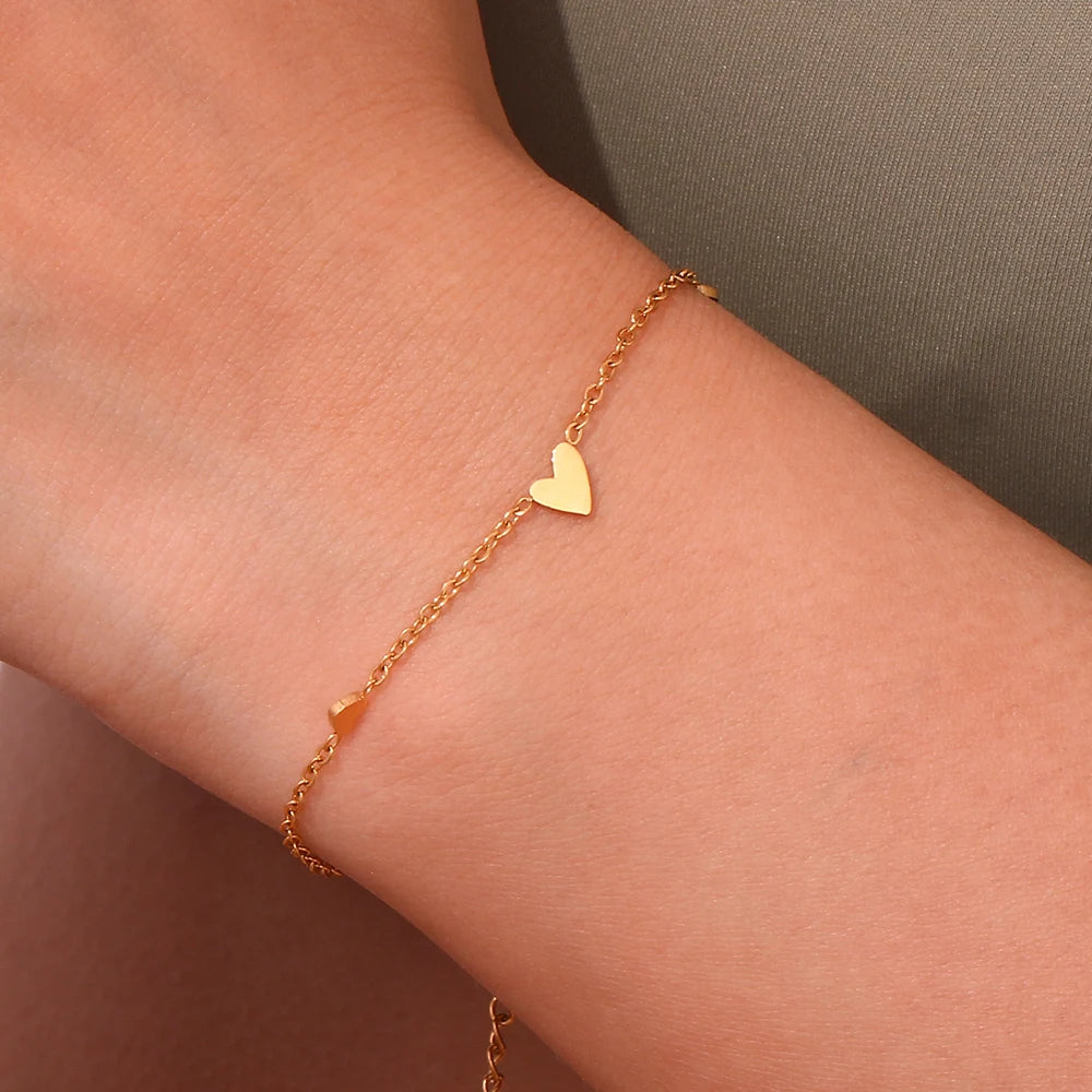 Gold Heart Charm Bracelet