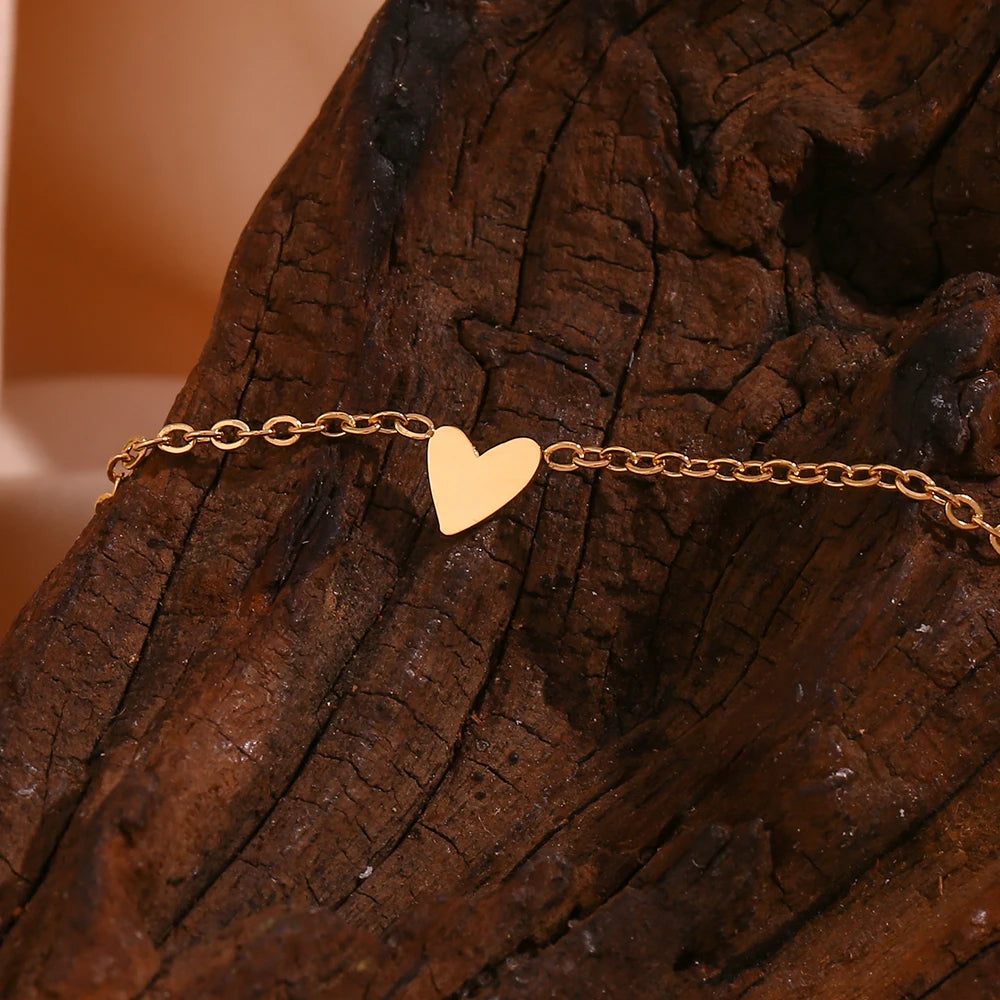 Gold Heart Charm Bracelet