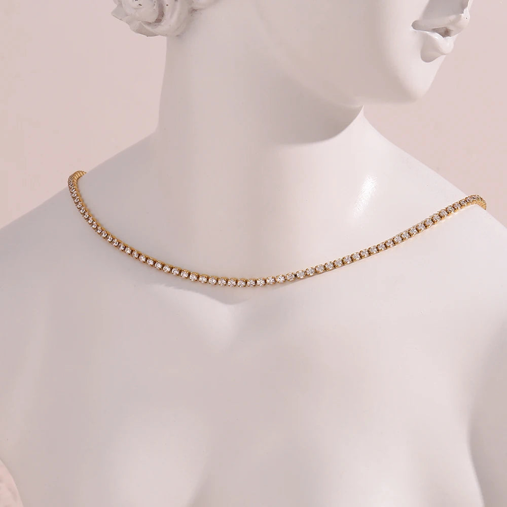 Crystal Tennis Bracelet Necklace Set