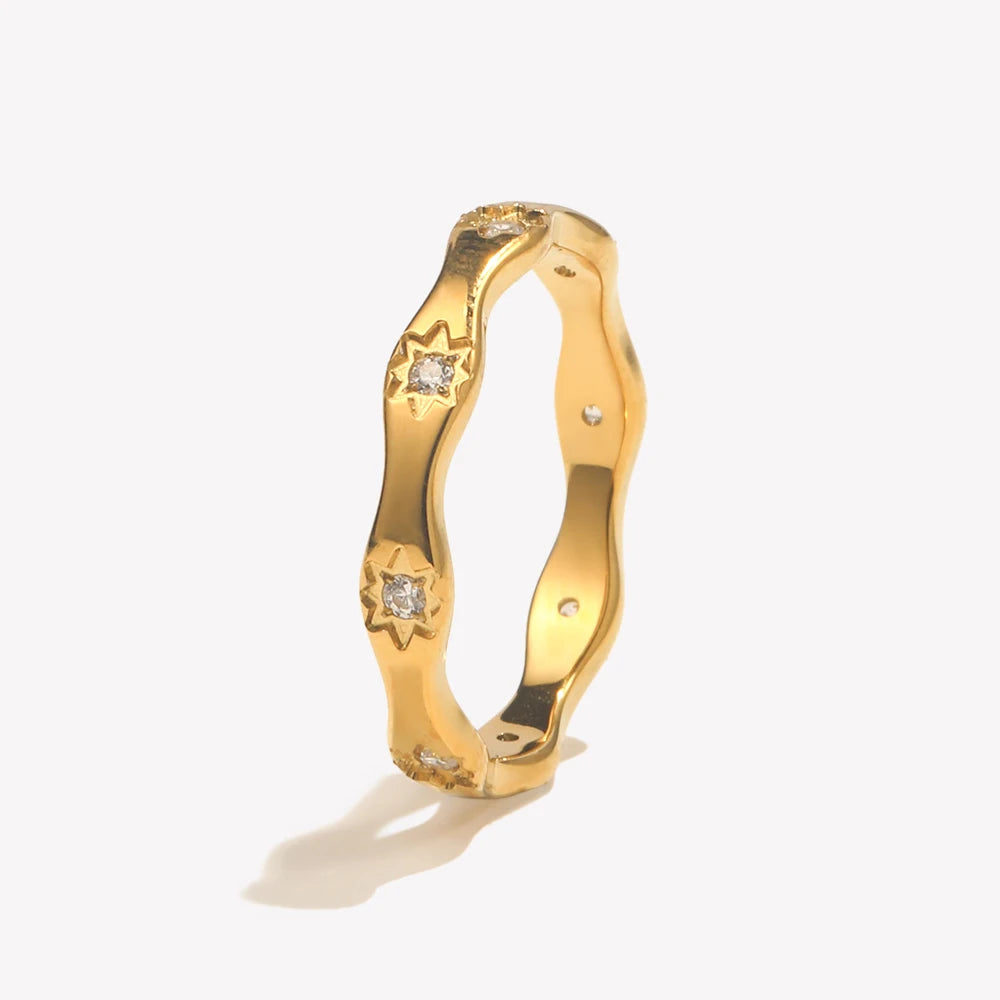 Stardust Golden Wave Ring