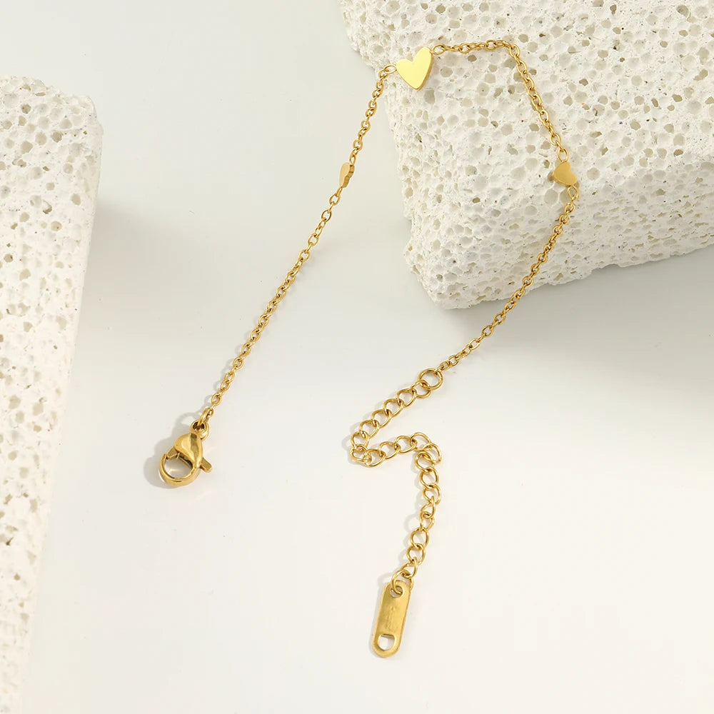 Gold Heart Charm Bracelet