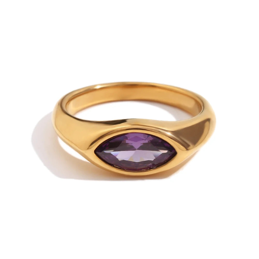 Marquise 18k gold signet ring