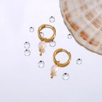Gold Pearl Hoop Earring