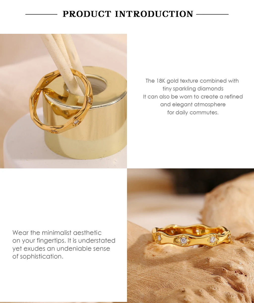 Stardust Golden Wave Ring