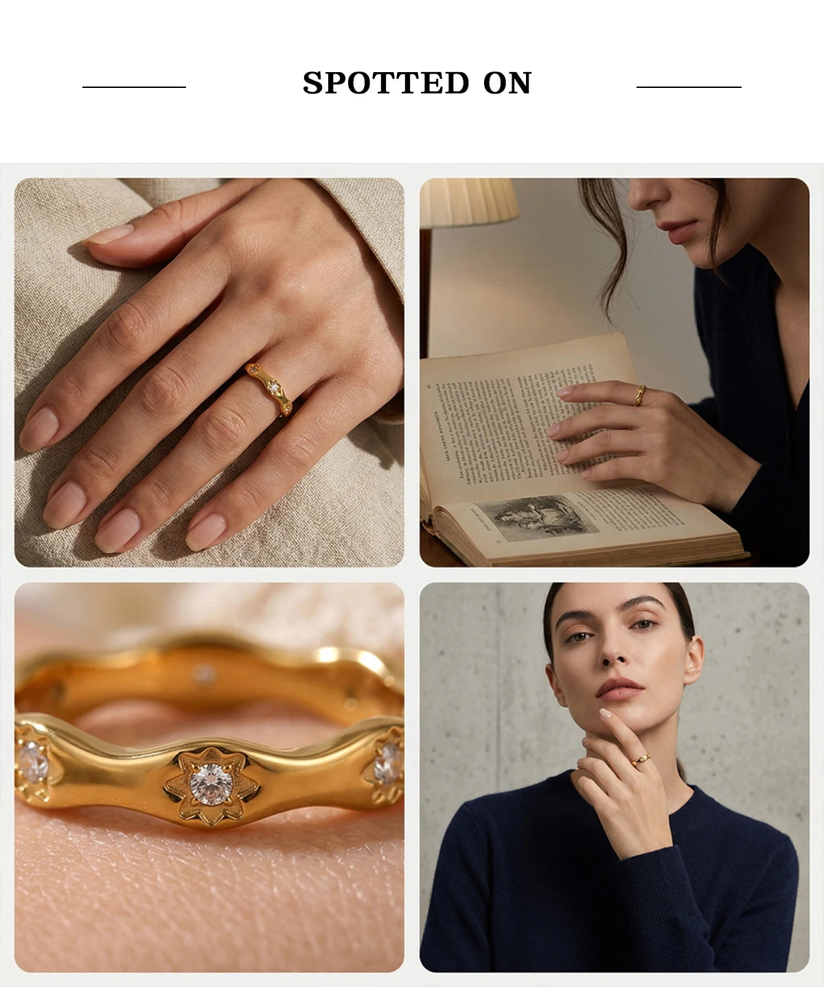 Stardust Golden Wave Ring