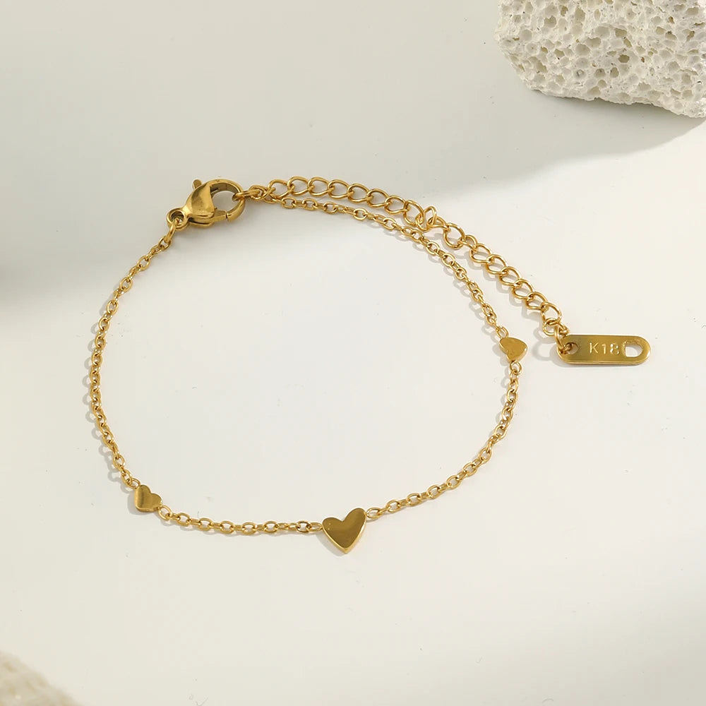 Gold Heart Charm Bracelet